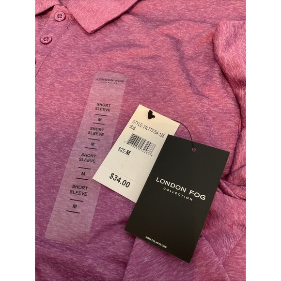 London Fog Men's Poly Textured Space Dye Polo Medium Iris NWT - Picture 5 of 6